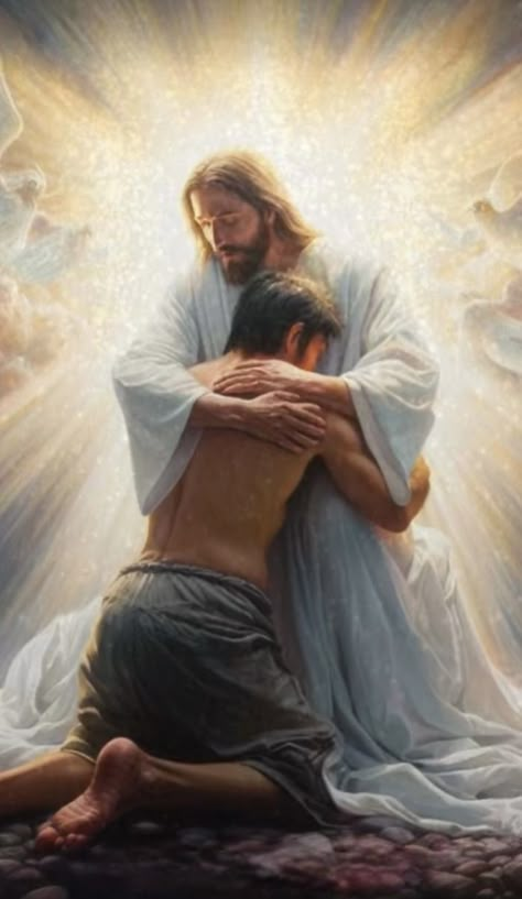 Jesus Hugging, Christian Tips, Jesus Love Images, Pictures With Meaning, Miracles Of Jesus, Christian Meditation, Jesus Christ Painting, Jesus Artwork, Spiritual Images