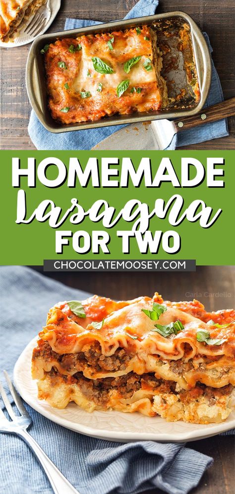 Our delicious Homemade Lasagna for Two is prepared in a small loaf pan that produces a baked pasta dish that makes only 4 slices. Made with a beef and ricotta cheese filling. Leftovers will depend on who’s eating dinner and how large your appetite is. If two people eat two slices each, there won’t be leftovers. However, if you only eat one slice each or if you’re serving only one person, then you’ll have extra for lunch the next day. Lasagna Roll Ups For Two, Two Person Lasagna, Small Portion Lasagna, Personal Lasagna Recipe, Single Serving Lasagna, Lasagna For Two People, Small Serving Lasagna, Lasagne For 2, Cooking For 2 People Easy Recipes