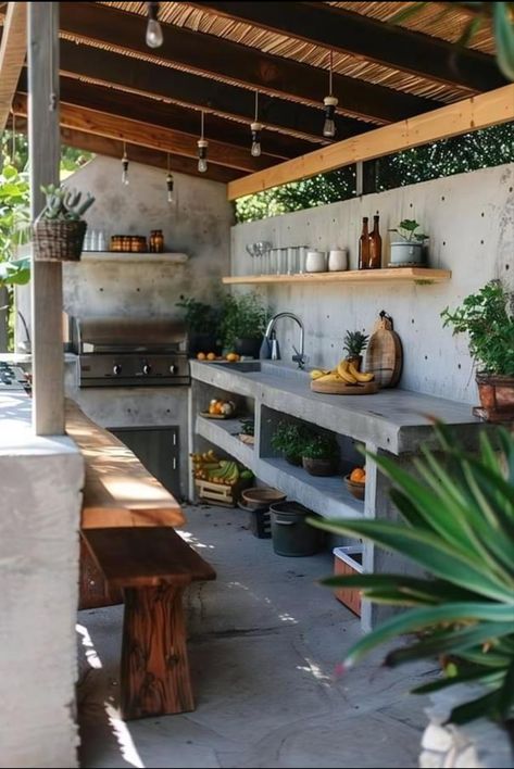 Kitchen Patio Ideas, Outdoor Kitchen Patio Ideas, Outdoor Kitchen And Patio, Outdoor Cooking Spaces, Backyard Summer, Dirty Kitchen, Modern Outdoor Kitchen, Outdoor Kitchen Plans, Kitchen Patio