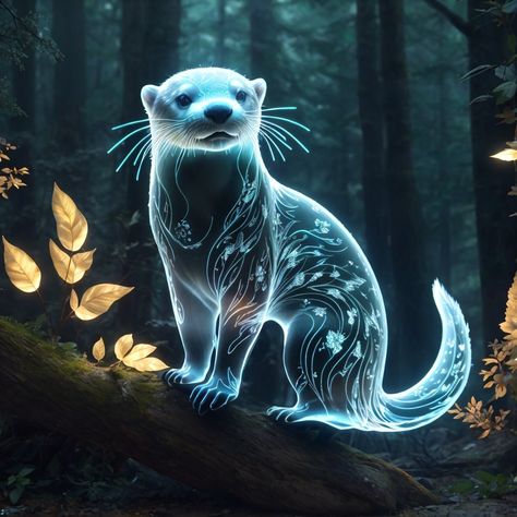 Otter Patronus Art, Otter Patronus Tattoo, Otter Patronus, Patronus Art, Hp Christmas, Potter Fanart, Forest Setting, Harry Potter Girl, Magic Props