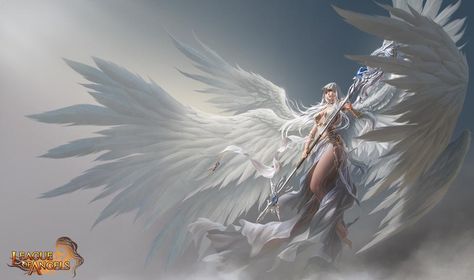 Athena - Angel of Wisdom 천사와 악마, League Of Angels, With Her, Sweet People, Angel Warrior, Character References, White Wings, Angel And Devil, Dark Angel