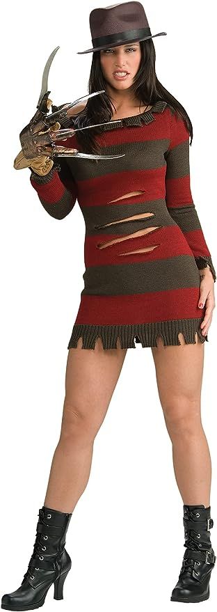 Amazon.com: Rubie's Secret Wishes Women's Nightmare on Elm Street Miss Krueger Costume : Clothing, Shoes & Jewelry Halloween Costume Teenage Girl, Freddy Krueger Sweater, Freddy Costume, Freddy Krueger Costume, Halloween Costumes 2016, Long Sleeve Striped Dress, Scary Halloween Costume, Scary Halloween Costumes, A Nightmare On Elm Street