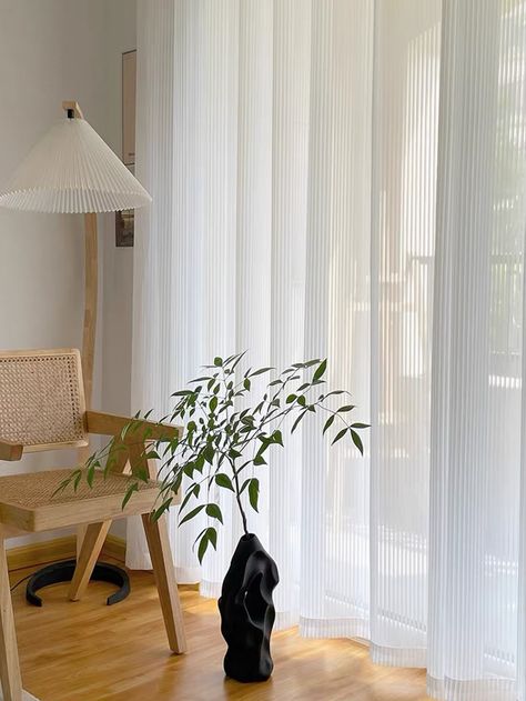 Bedrooms Curtains, Modern Sheer Curtains, Nyc Bedroom, Bedroom 2023, Patterned Blinds, Half Curtains, Window Curtains Living Room, White Blinds, Curtain For Living Room