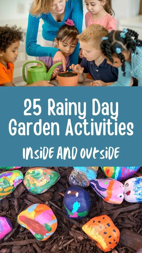 Rainy days can be the perfect opportunity to explore and enjoy garden ideas. With a little creativity, you can enjoy rainy day garden activities indoors AND outdoors for hours of fun and learning. Garden Activities For Kids, Nanny Job, Rainy Day Activities For Kids, Garden Activities, Rainy Day Crafts, Outdoor Crafts, School Yard, Daylight Savings Time, Rainy Day Activities