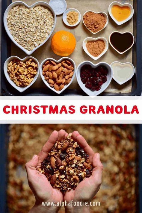 Holiday Granola Recipe, Holiday Granola, Orange Granola, Christmas Granola, Best Homemade Granola, Granola Gift, Diy Granola, Edible Christmas Gifts, Vegan Nutella