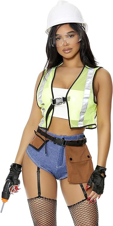 Forplay womens Under Construction Sexy Construction Worker Costume Construction Worker Costume, All Black Halloween Costume, Black Dress Halloween Costume, Construction Outfit, Stylish Black Dress, Black Halloween Costumes, Costume Carnaval, Hallowen Ideas, Hot Halloween Outfits