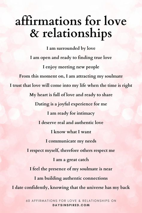 Manifesting Relationships, Affirmations For Love, Deserve Love, Love And Relationships, Attract Love, Daily Positive Affirmations, Morning Affirmations, Finding True Love, Law Of Attraction Affirmations