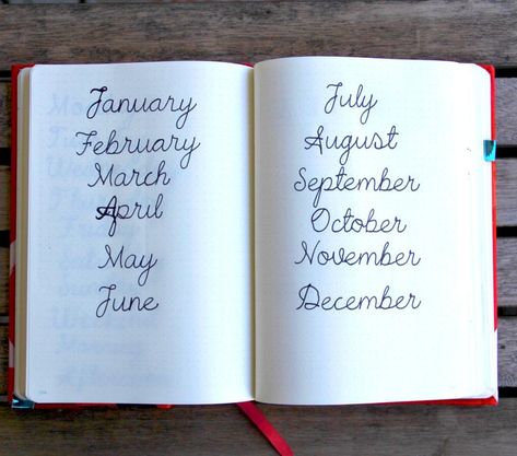 Bullet Journal Cursive, Cursive Months, Journal Stencils, Bullet Journal Stencils, Word Stencils, Bujo Layout, Bullet Journal Quotes, Bullet Journal Printables, Learn Calligraphy