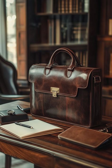 Elevate your style with a Luxury Full-Grain Leather Briefcase for Men—durable and sophisticated! Discover how investing in quality leather can enhance your professional image. #LeatherStyle #BriefcaseEssentials Gentlemen Fashion, Leather Briefcase Men, Professional Style, Professional Image, Briefcase For Men, Professional Fashion, Leather Briefcase, Bag Style, Gentleman Style