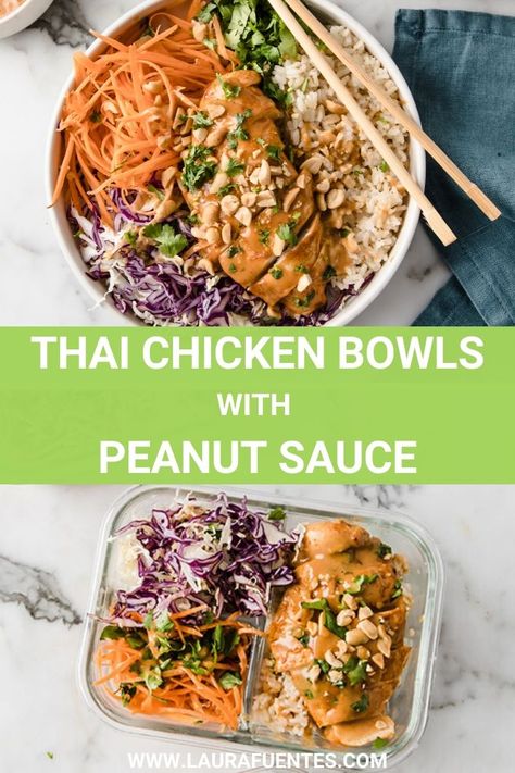 These Thai Chicken Bowls are the perfect healthy Asian take out recipe that’s also an easy chicken meal prep recipe for the week! @perduefarms #perdurfarms_partner