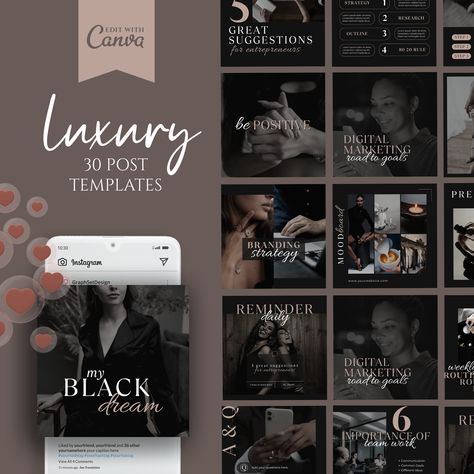 Luxury Branding Instagram Post Luxury Aesthetic Templates - Etsy Luxury Social Media Post, Minimalist Skincare, Marketing Kit, Aesthetic Templates, Planner Minimalist, Edit Aesthetic, Personal Image, Instagram Branding, Luxury Marketing