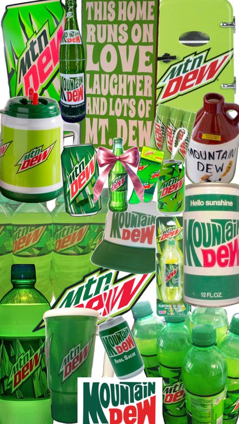 Mountain Dew Aesthetic, Dew Aesthetic, Mnt Dew, Dream Fridge, Main Aesthetic, Mtn Dew, Soda Floats, Dont Care, Cream Soda