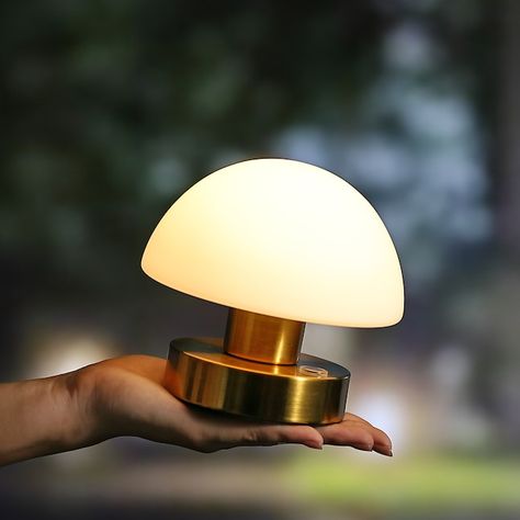 JONATHAN Y Zoe Rechargeable Cordless 5.75-in Brass Gold Table Lamp with Glass Shade in the Table Lamps department at Lowes.com Rechargable Table Lamps, Mini Table Lamp, Woodland Office, Battery Powered Lamp, Bar Console, Lamp With Glass, Classic Table Lamp, Cordless Table Lamps, Mini Table Lamps