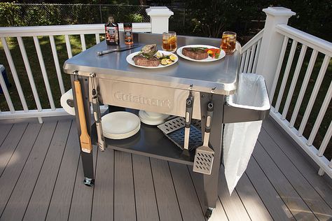 Outdoor Prep Table, Kitchen Prep Station, Kitchen Prep Table, Simple Outdoor Kitchen, Bbq Games, Grilling Essentials, Prep Table, Grill Station, Outdoor Sinks