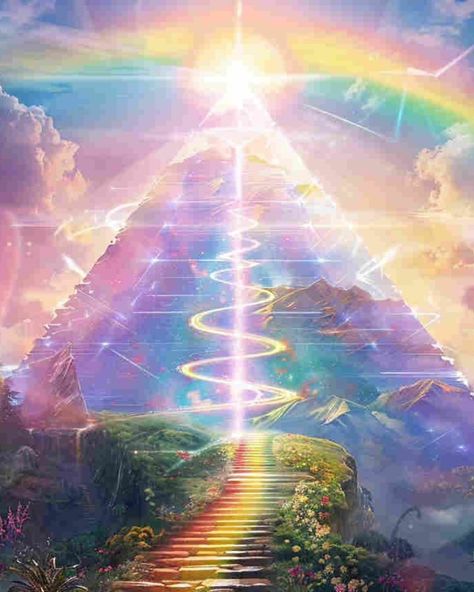 Rainbow Path💐｜original spiritual artwork 🧚🏻original AI art combine with spirituality 👉commercial use unavailable #healingart #spiritualart #spiritualawakenings #spiritualhealing #arthealing #aiartist Soul Connection Art, Spiritual Healing Aesthetic, Life Symbolism, Trapped In My Mind, Psychic Art, Spiritual Art Soul, Spiritual Aesthetic, Connection Art, Awakening Art