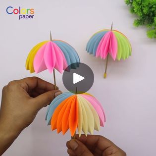 How to Make Paper Umbrella Easily - Preschool Paper Crafts for Kids | video recording, paper | Amazing paper umbrella making instructions step by step. In this video, you can learn how to make a DIY umbrella easily. DIY paper crafts. | By Colors PaperFacebook Umbrella Birthday Theme, Preschool Paper Crafts, Umbrella Diy, Diy Umbrella, Paper Umbrella, Kids Video, Paper Umbrellas, Make Paper, Video Recording