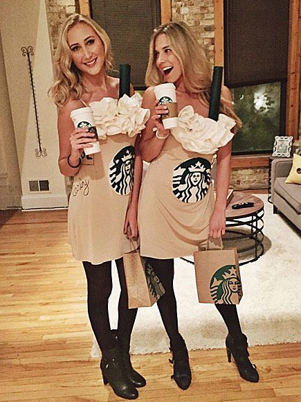 Halloween Costume Ideas Inspired by Food and Drinks Starbucks Costume, Diy Starbucks, Black Halloween Costumes, Halloween Parejas, Bff Halloween Costumes, Best Friend Halloween Costumes, Starbucks Halloween, College Halloween, Halloween Costumes Friends