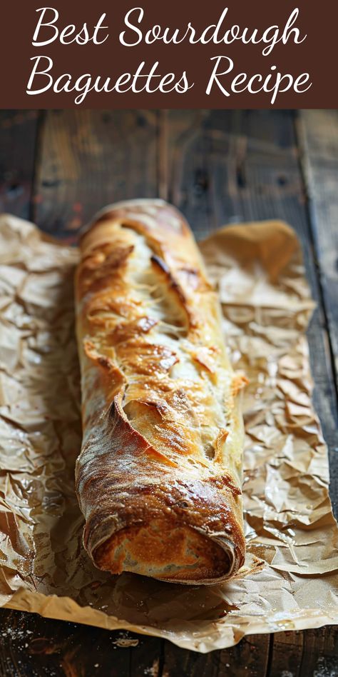 This is the best recipe for homemade sourdough baguettes. Try it today! Same Day Sourdough Baguette, Sourdough Faccia Bread Recipes, Best Sourdough Bread Recipe, Sourdough Baguette Recipe, Baguettes Recipe, Sourdough Baguettes, Sourdough Baguette, Demi Baguette, Recipe Using Sourdough Starter