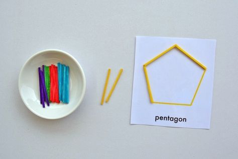 April Preschool, Shape Activities, Montessori Lessons, Math Notebook, K Crafts, Messy Kids, Montessori Toddler Activities, Pentagon Shape, Shapes Preschool