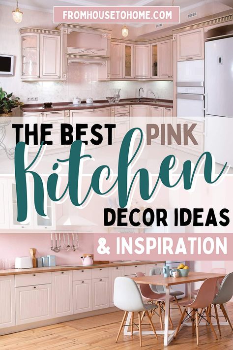 Pink Kitchen Cabinets Modern, Kitchens With Pink Accents, Templeton Pink Kitchen, Pink Kitchen Ideas Modern, Pink White Kitchen Ideas, Grey Kitchen Cabinets Pink Walls, Blush Pink Cabinets, Blush Kitchen Walls, Pink Painted Kitchen Cabinets