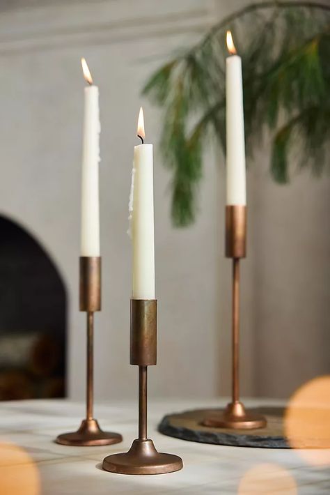 Wood Pillar Candle Holders, Classic Taper, Candle Table Decorations, Copper Candle, Iron Candlesticks, Modern Candle Holders, Taper Holders, Brass Candle, Wall Candles