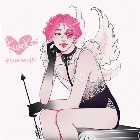 Cupid Fanart, Villain And Hero, Fanart Jimin, Kitty Gang, Jimin Fanart, Jungkook Fanart, Asian Design, Card Drawing, Fanart Bts