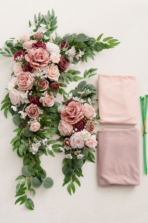 Table Flower Decor, Sweetheart Table Flowers, Flower Swag, Dusty Pink Weddings, Arch Decor, Table Flower, Wedding Arch Flowers, Arch Decoration, Dusty Rose Wedding