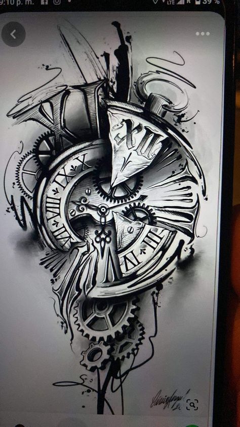 Steam Punk Tattoo Men, Steam Punk Tattoos, Steam Punk Tattoo, Steampunk Tattoo Ideas, Steampunk Tattoos, Clock Tattoo Sleeve, Feminine Shoulder Tattoos, Ink Tattoo Design, Red Tattoo Ideas