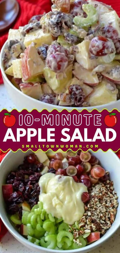 Fall Slaw Recipes, Apple Cranberry Slaw, Easy Apple Salad, Apple Delight, Salad Board, Easy Fruit Salad Recipes, Small Town Woman, Apple Salad Recipes, Fruit Salad Easy