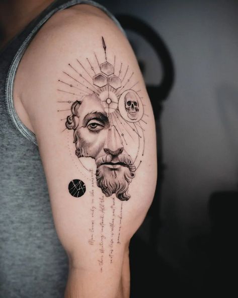 10 Best Stoic Tattoo Ideas That Will Blow Your Mind! - Outsons Philosophical Tattoos, Stoic Tattoo Ideas, Stoicism Tattoo, Stoic Tattoo, Amor Fati Tattoo, Philosophy Tattoos, Drake Tattoos, Istanbul Tattoo, Cyberpunk Tattoo