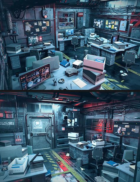 Sci Fi Hospital Room, Sci Fi Armory Room, Sci Fi Hospital, Sci Fi Office, Futuristic Police, Armory Room, Sleek Storage, Hospital Room, Lighting Setups