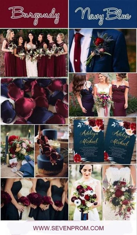 Navy Blue Wedding Decor, Wedding Decor Burgundy, Blue Wedding Decor, Navy And Burgundy Wedding, Burgundy Bridesmaid Dress, Burgundy Wedding Colors, Wedding Color Scheme, Pallet Wedding, Navy Blue Bridesmaid Dresses