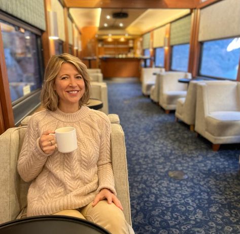 Samantha Brown - Starting the morning in the lounge as the... Rocky Mountaineer, Samantha Brown, Celeb Crush, The Lounge, Rocky Mountains, The Morning, Rocky, Colorado, Lounge