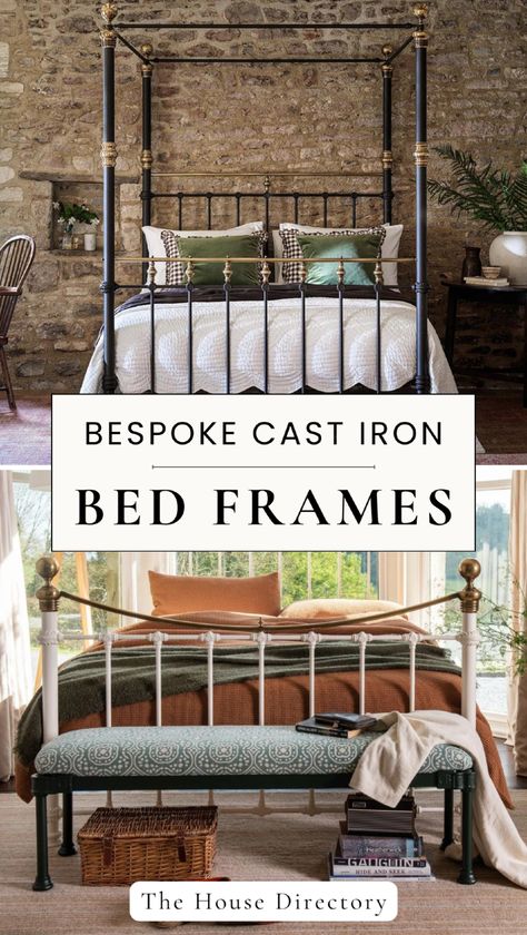 Discover the enduring beauty of iron beds handcrafted by skilled artisans at The Cornish Bed Company. Using traditional hand casting techniques, these beds are designed and built to last a lifetime. Housed in the historic Grade II*-listed steam engine sheds, the craftsmen continue the Victorian legacy of excellence. Elevate your bedroom with a bed that blends timeless craftsmanship with modern durability. Iron Bedroom Ideas, Cast Iron Bed Frame, Black Iron Beds, Antique Bed Frame, Cast Iron Beds, Iron Beds, Victorian Bed, Hand Casting, Iron Bed Frame