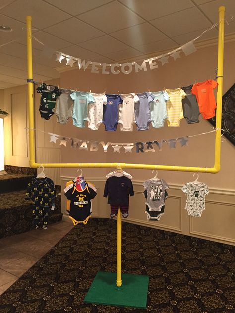 Tailgate Theme Baby Shower Ideas, Sports Themed Baby Shower Ideas For Boys, Superbowl Baby Shower Theme, Sport Theme Baby Shower Ideas, Tailgate Baby Shower Theme, Vintage Sports Baby Shower Ideas, Sport Baby Shower Theme, Baby Shower Sports Theme Boy, Super Bowl Baby Shower Theme