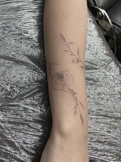 Delicate Orchid Tattoo, Orchid Fine Line, Orchid Fine Line Tattoo, Line Orchid Tattoo, Fine Line Orchid Tattoo, Vine Tattoo, Orchid Tattoo, Vine Tattoos, Fine Line Tattoo