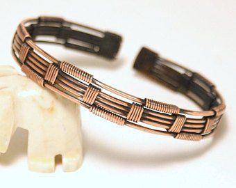 Wire Wrapped Jewelry Copper Silver Wire Jewelry by BeyhanAkman Trendy Diy Jewelry, Mens Silver Cuff Bracelet, Mens Copper Bracelet, Mens Cuff Bracelets, Copper Wire Jewelry, Mens Cuff, Copper Cuff Bracelet, Wire Jewelry Designs, Mens Bracelet Silver