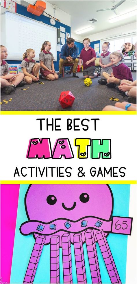 Are your first and second grade students bored of the same old math lessons? Liven up your elementary classroom with some math activities and games! From fun math-related crafts to engaging math games and activities, these ideas are sure to excite young minds and make math fun for all. These fun resources and ideas are a great resource to refer back to. Monster Math Activities, Activities For Elementary Kids, Games For Grade 1, 1st Grade Math Games, Make Math Fun, Educational Math Games, Addition Word Problems, Fun Math Activities, Math Lesson Plans