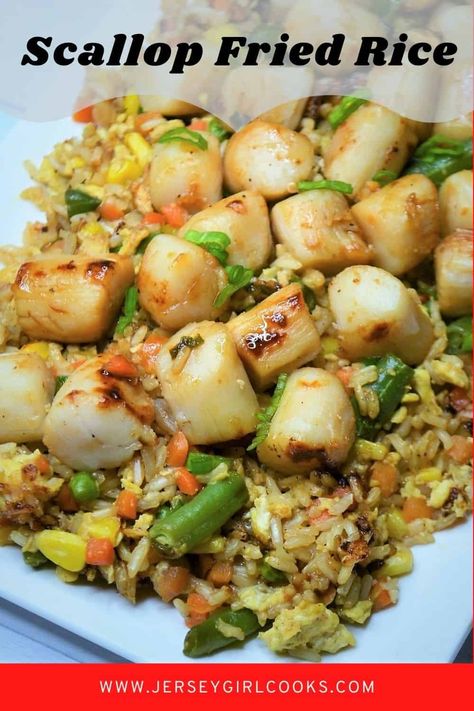 Scallop Fried Rice, Homemade Asian Food, Using Leftover Rice, Takeout Recipes, Frozen Scallops, How To Cook Scallops, Riced Veggies, Rice Dinner, Leftover Rice