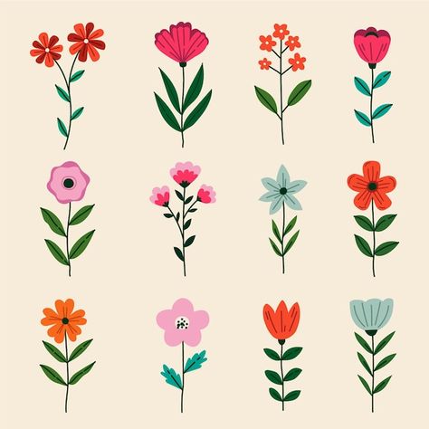 Motif Vector Design, Flowers Vector Illustration, Flower Doodles Aesthetic, Marker Art Flowers, Cute Flower Illustration, Marker Flowers, Flower Design Vector, Scandinavian Flowers, Organic Flowers