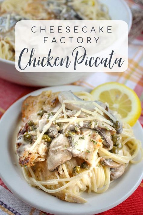 Cheesecake Factory Lemon Chicken, Cheesecake Factory Copycat Recipes Chicken, Chicken Piccata Cheesecake Factory, Cheesecake Factory Copycat Recipes, Cheesecake Factory Chicken, Cheesecake Factory Pasta, Bread With Garlic, Copycat Cheesecake Factory, Lemon Chicken Piccata