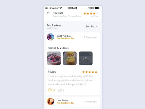 Review Page by Scott Pointon on Dribbble App Review Design, Review Ui, App Side Menu Design, Food App Sign Up Page, Food Delivery App Ui Design, Mobile App Design Inspiration, Google Reviews, Background Information, Drawing Exercises