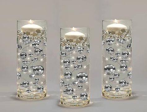 Vase Decorations, Pearl Centerpiece, Lighted Centerpieces, Pretty Candle, Gel Pack, Light Images, Holiday Centerpieces, Vase Fillers, Vase Centerpieces