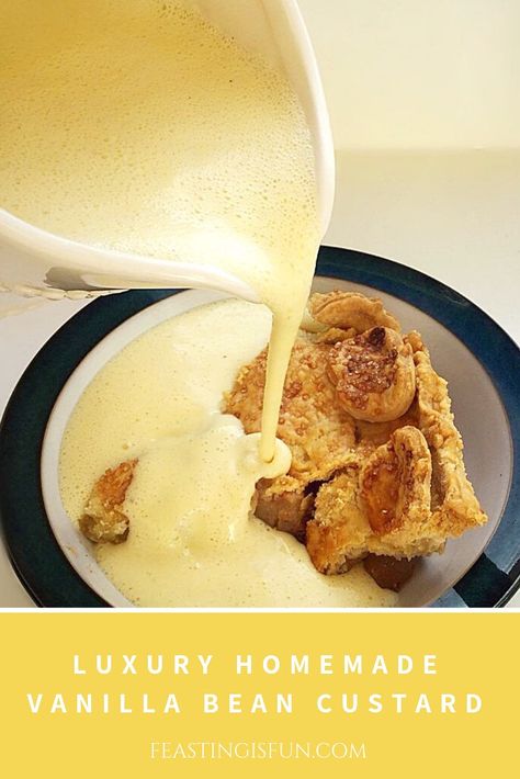 FF Luxury Homemade Vanilla Bean Custard Hot Custard Recipe, Stove Top Custard Recipe, Vanilla Custard Recipe Easy, Elevated Desserts, Easy Vanilla Custard, Vegan Vanilla Custard, Bread Pudding With Rum Sauce, Vanilla Custard Filling, Bread Pudding With Caramel Sauce