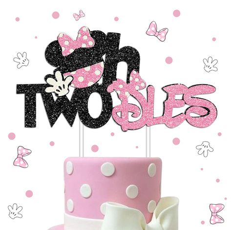 PRICES MAY VARY. Size: 7.63"L*4.33"H Unique Design: Cartoon mouse cake topper is our customized model. Different from the previous design, we have added a polka dot bow and mouse handprint to make your cake more special! For The Sake Of Health: We use environmentally friendly materials for it, and DLES made of no-shedding glitter card stock, you can rest assured to use it to decorate cakes. In order to save your time, the cake insert has been assembled, please enjoy your party time! Cartoon Mous Oh Twodles Cake, Twodles Cake, 2nd Birthday Party Decorations, Toddler Birthday Party Themes, Oh Twodles, Minnie Mouse Birthday Theme, Twodles Birthday, 2nd Birthday Party For Girl, Minnie Birthday Party