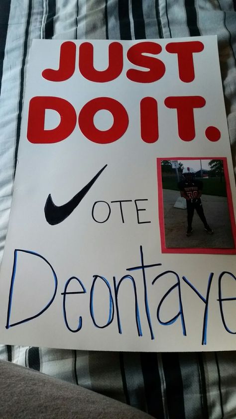 Nike Student Council Poster Ideas, School Campaign Posters, School Campaign, Nike Campaign, Student Council Campaign Posters, Student Council Campaign, Homecoming Posters, Campaign Signs, Campaign Ideas