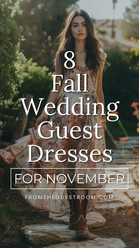 a woman wears fall wedding guest dress for november, western outfits Wedding Guest Outdoor Outfit, Italy Wedding Guest Outfit Fall, Fall Wedding Attire For Women, Fall Beach Wedding Guest Dress Casual, Special Occasion Outfits For Women, Country Semi Formal Outfit, Fall Casual Wedding Guest Dress, Wedding Guest Outfit Fall 2024, Dress And Cowboy Boots Outfit Wedding Guest