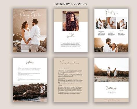 Etsy Ads, Wedding Pricing Guide, Photography Pricing Template, Photography Price List, Photoshop Template Design, Photographer Templates, Photography Marketing Templates, Pricing Guide Photography, Photography Brochure