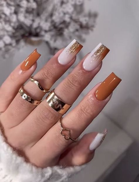 Fall Orange Nails Acrylic, Burnt Orange And Gold Nails, Nail Orange, Nails Photography, Gel Nail Art Designs, Diva Nails, Fall Acrylic Nails, Thanksgiving Nails, Short Acrylic Nails Designs