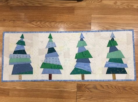 Crazy Christmas Trees Table Runner Crazy Tree Table Runner, Christmas Tree Table Runner Free Pattern, Crazy Christmas Trees Table Runner, Crazy Christmas Trees, Christmas Tree Table Runner, Tree Table Runner, Fun Table Runner, Tree Quilt Pattern, Tree Quilts